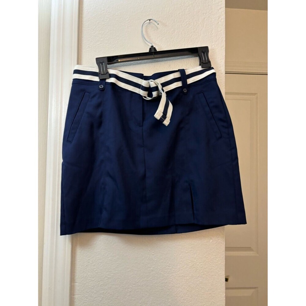 Izod Navy Golf Skort with Striped Belt